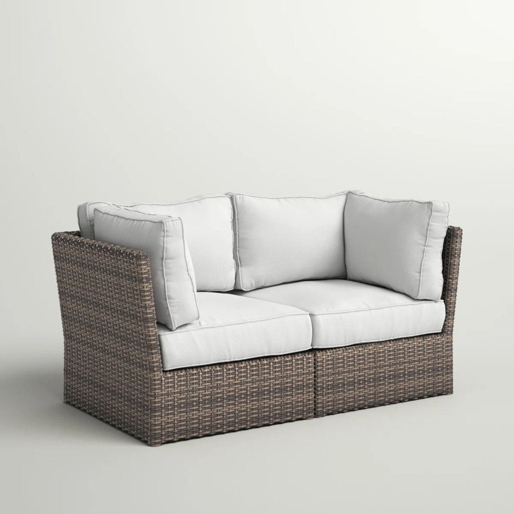 Modern Patio Wicker Loveseat with Cushions - Dark Brown or Gray