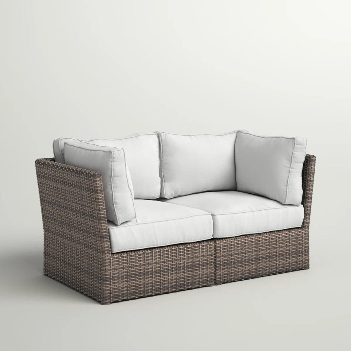 Modern Patio Wicker Loveseat with Cushions - Dark Brown or Gray