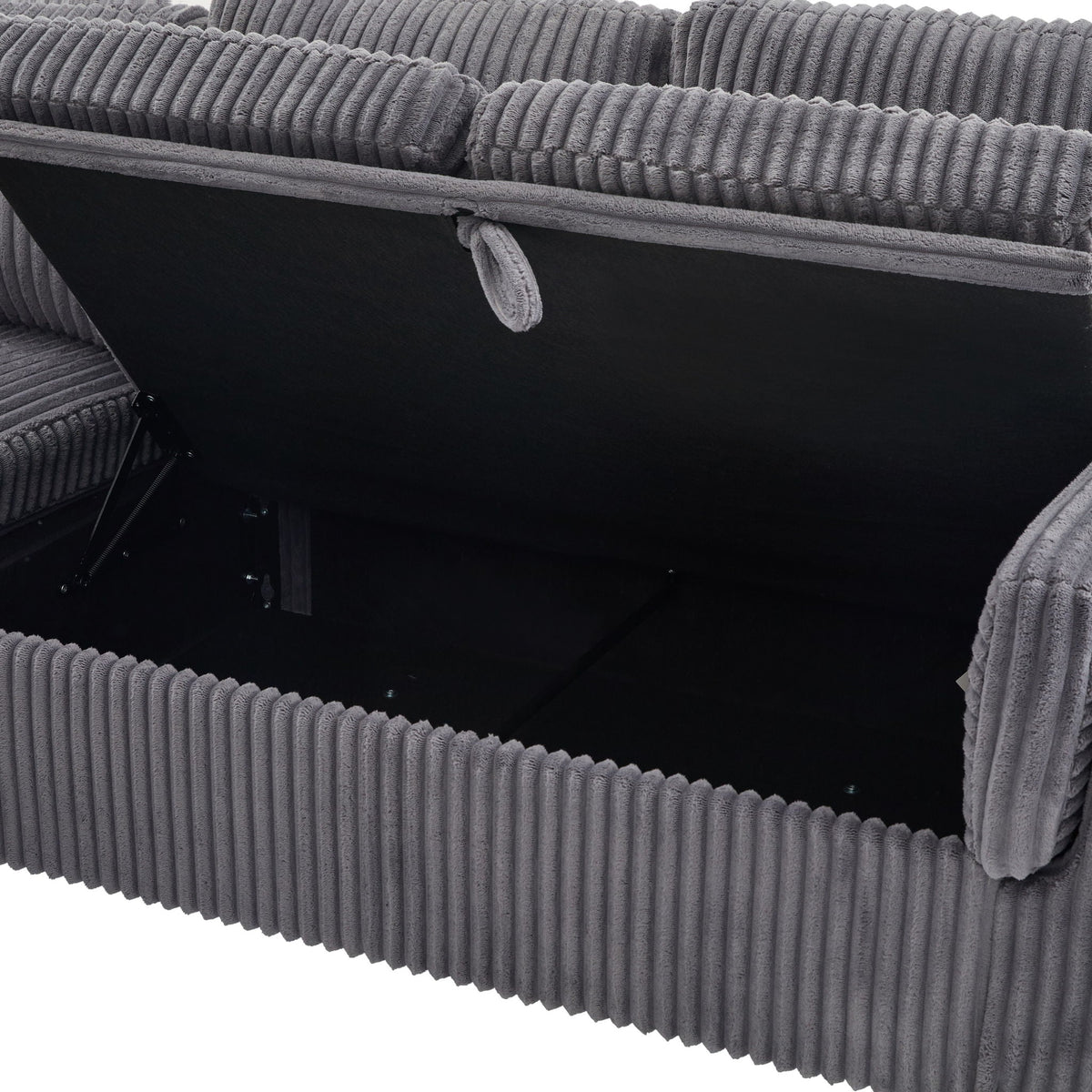 Convertible U-Shaped Sectional Sofa Bed with USB Ports and Storage – Black, Dark Gray, Blue