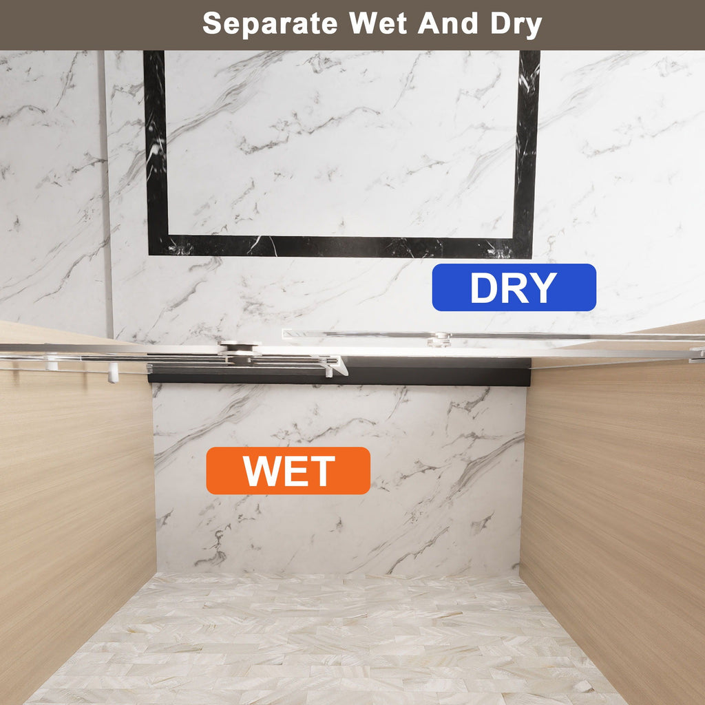 Frameless Single Sliding Shower Door with Square Tube Track - Gray