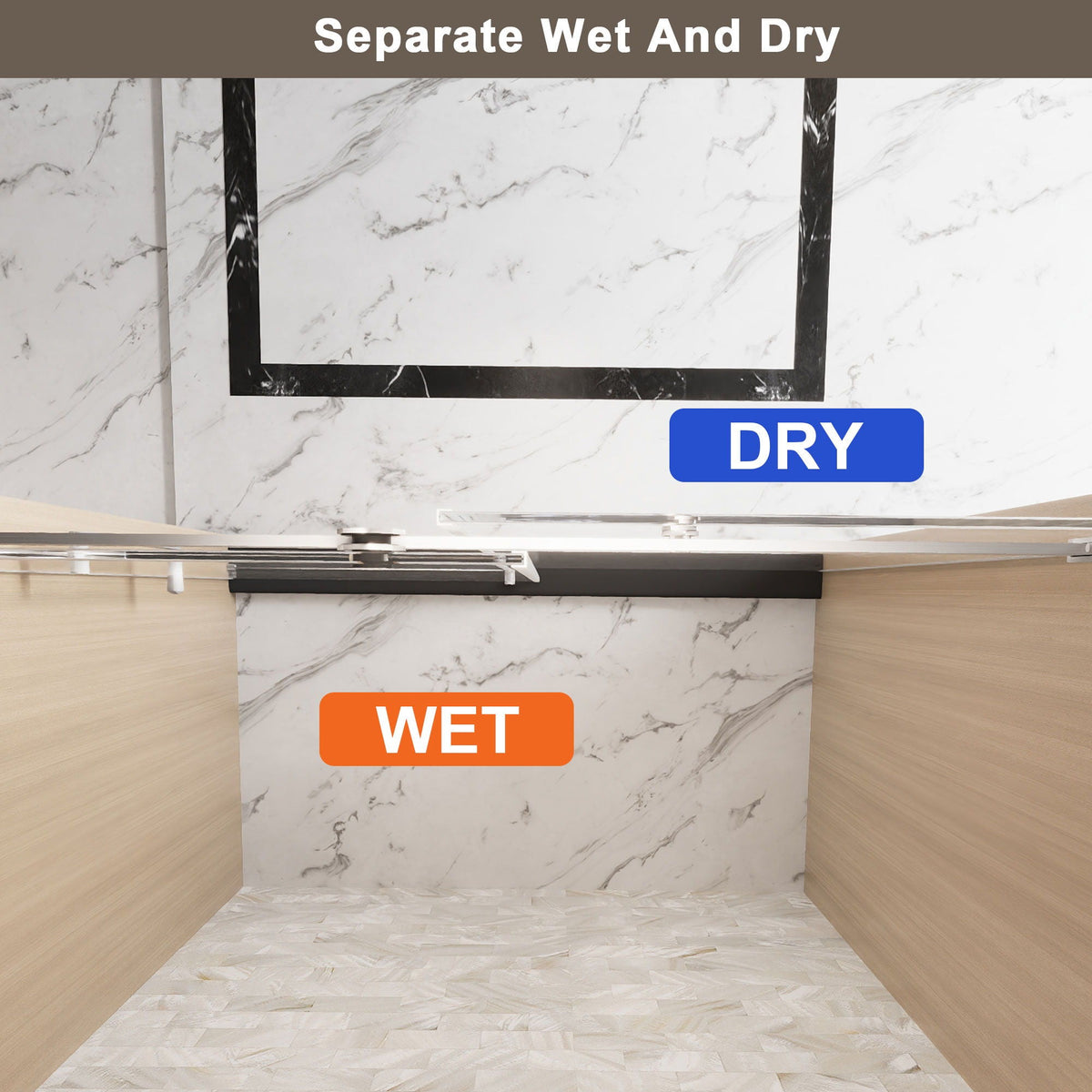 Frameless Single Sliding Shower Door with Square Tube Track - Gray