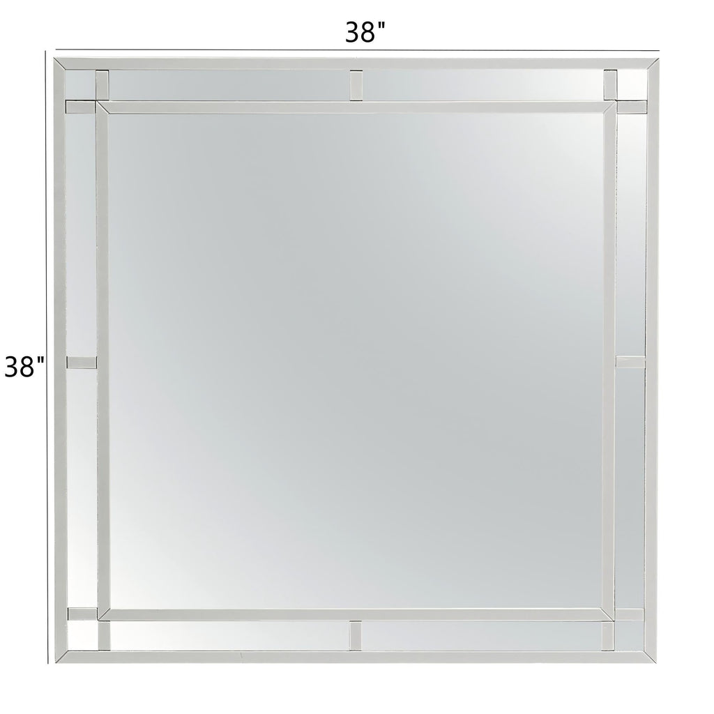 Silver Champagne Square Wall Mirror with Mirrored Accents – Madison