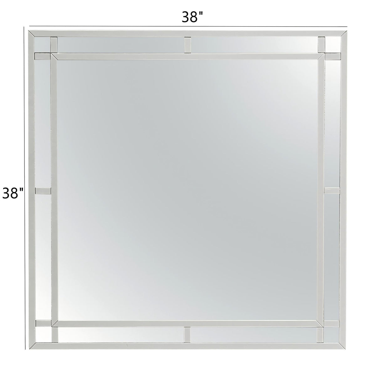 Silver Champagne Square Wall Mirror with Mirrored Accents – Madison