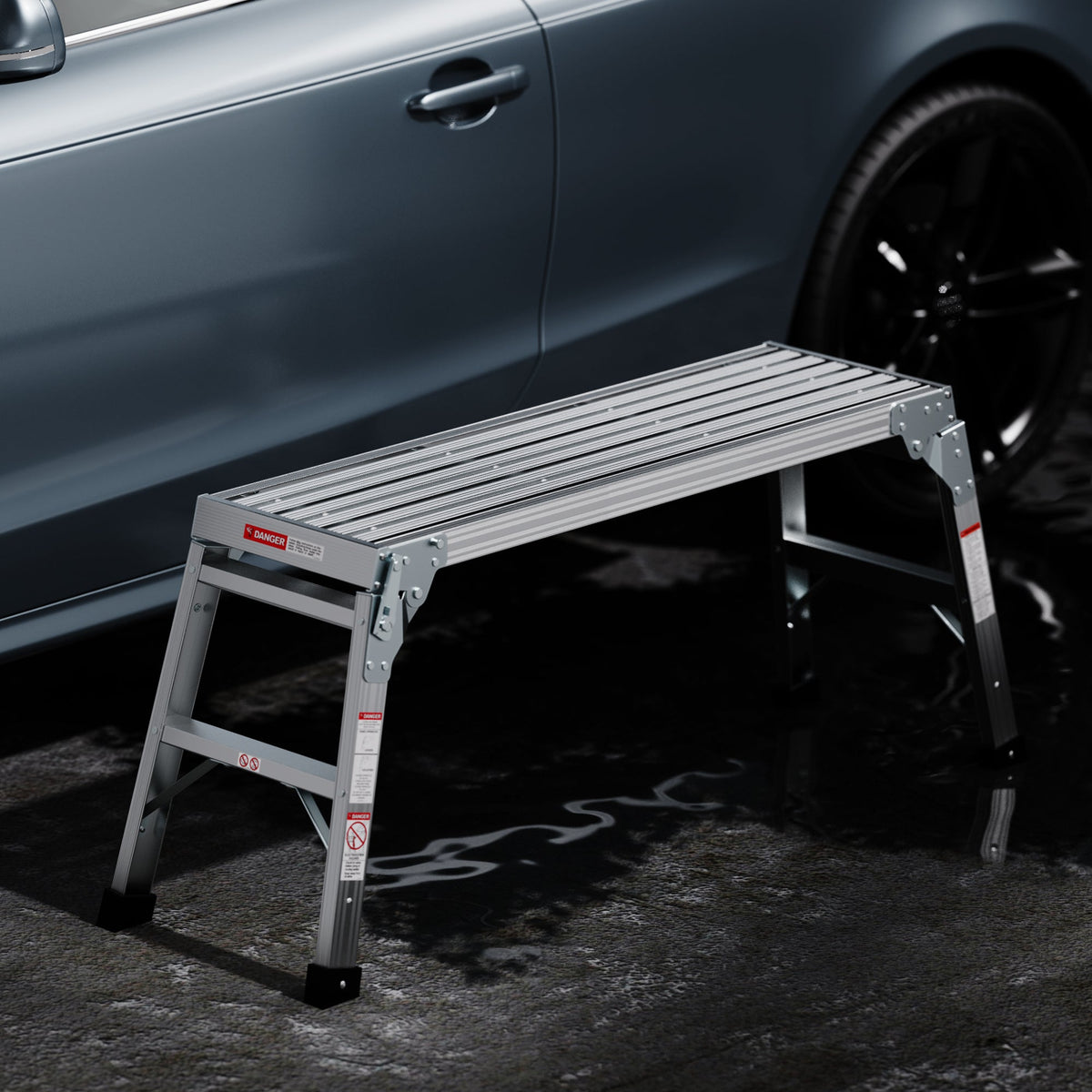 Aluminum Portable Work Platform Bench Folding Ladder with 225 lb Capacity