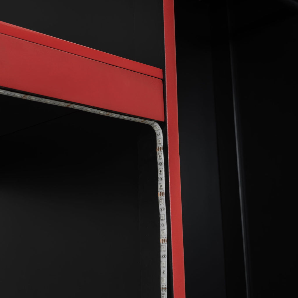 Gaming Loft Bed with Built-In Desk, Wardrobe & LED Lighting - Black