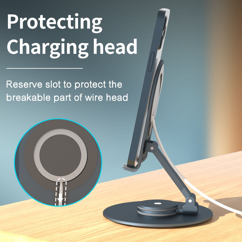 Rotatable foldable portable wireless charging desktop magnetic phone holder aluminum alloy magsafe holder