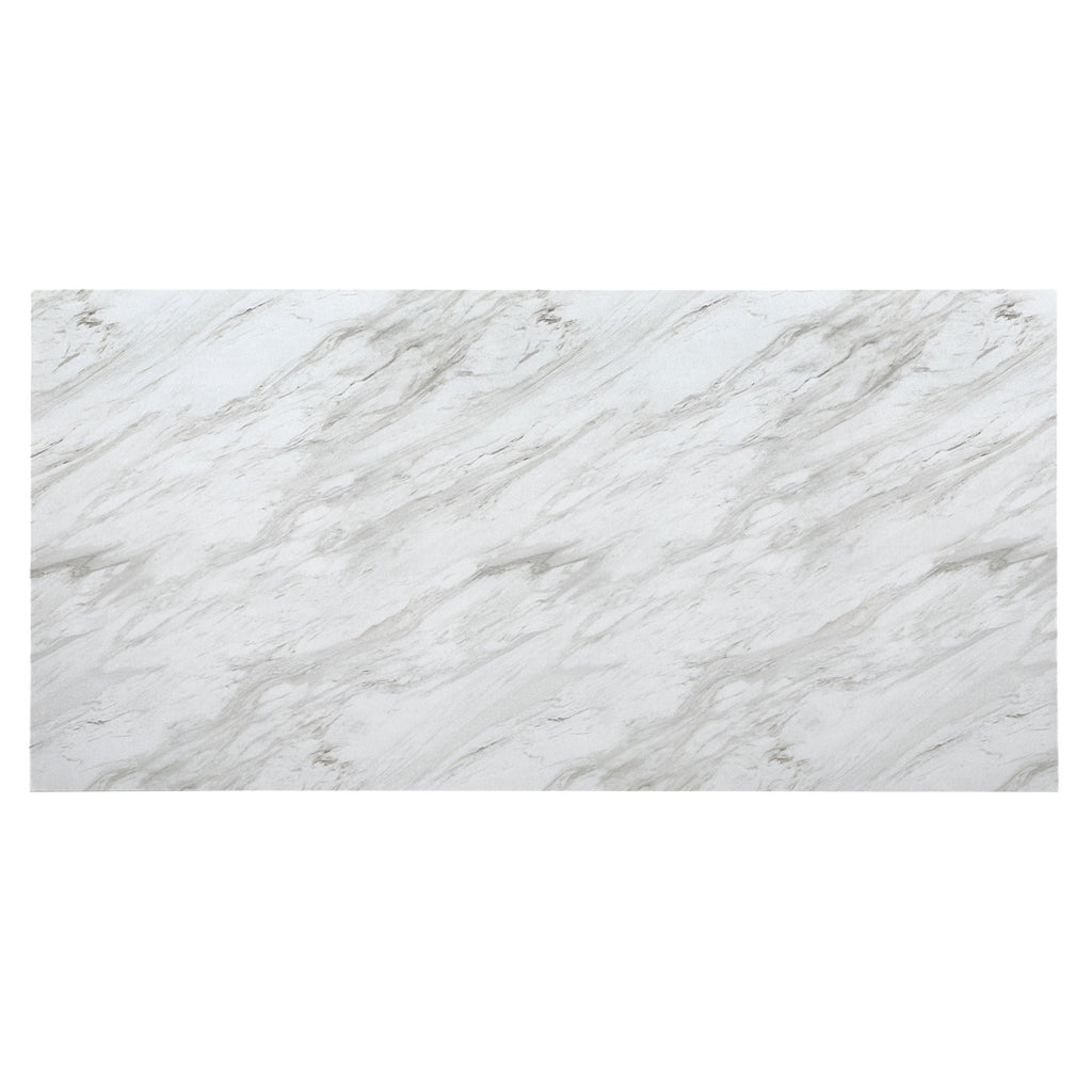 Beige Pedestal Dining Table with Faux Marble Finish - Stacey