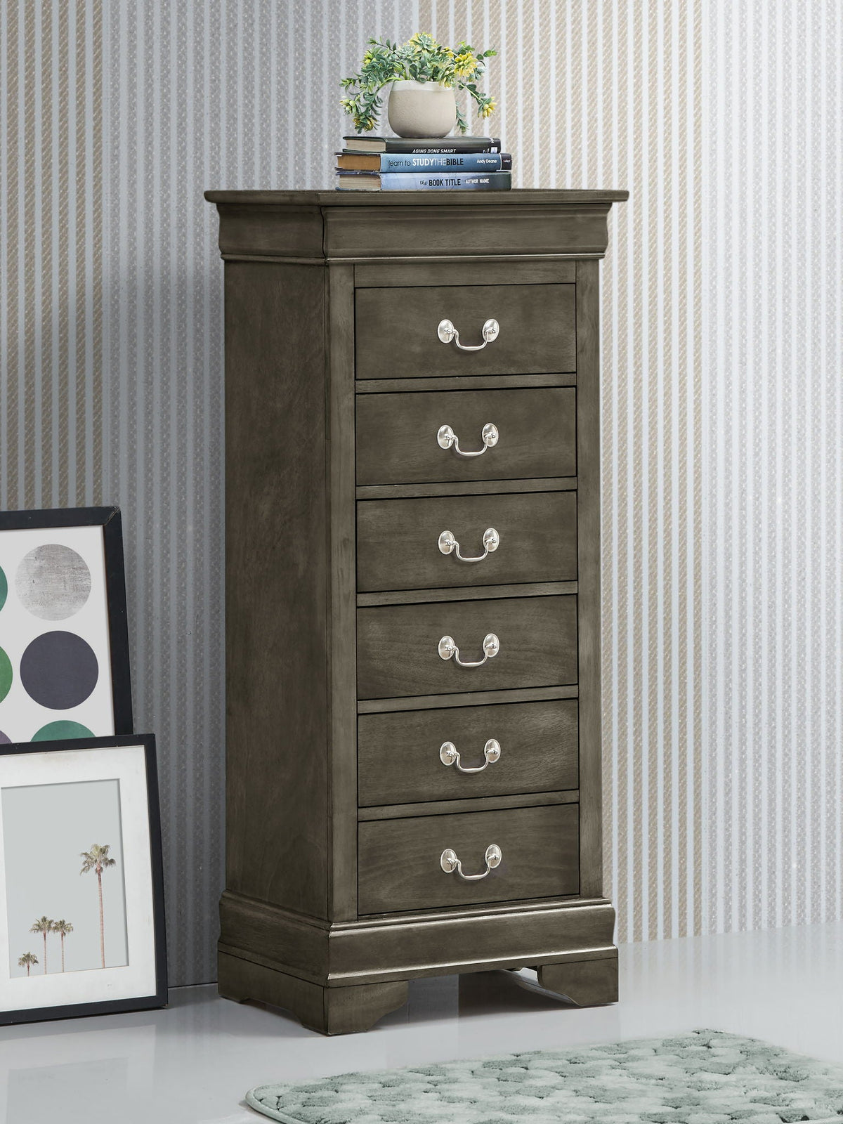 Traditional Style Lingerie Chest with Carved Base - Multiple Colors