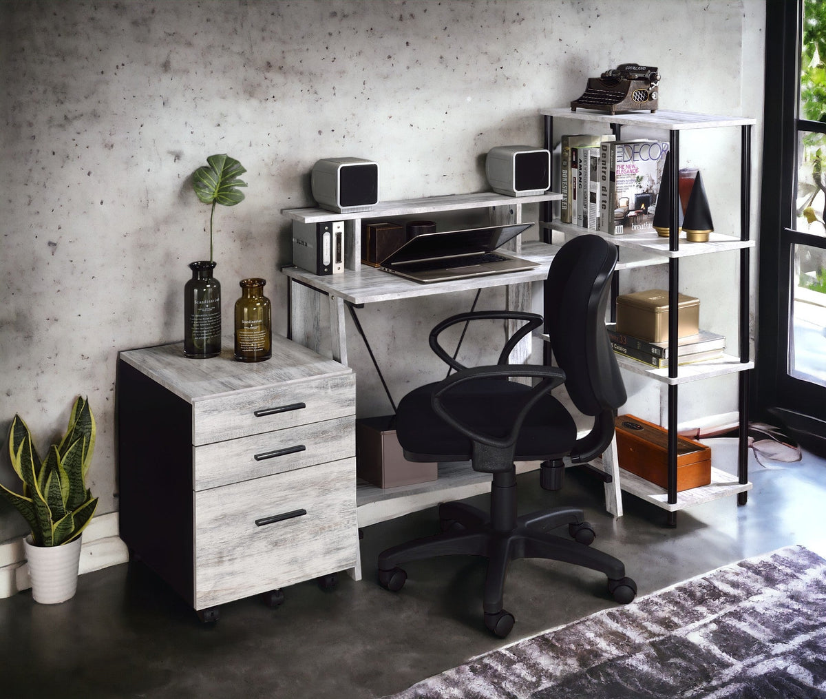 Antique White Writing Desk with USB Ports - Nypho