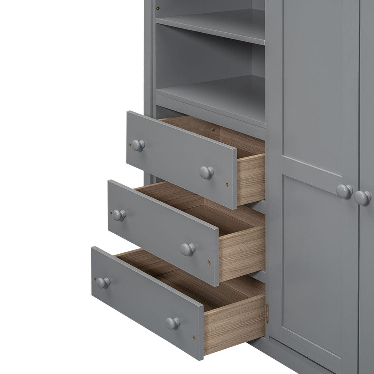 Full Size Loft Bed with Built-In Wardrobe, Shelves, and Drawers - White or Dark Gray