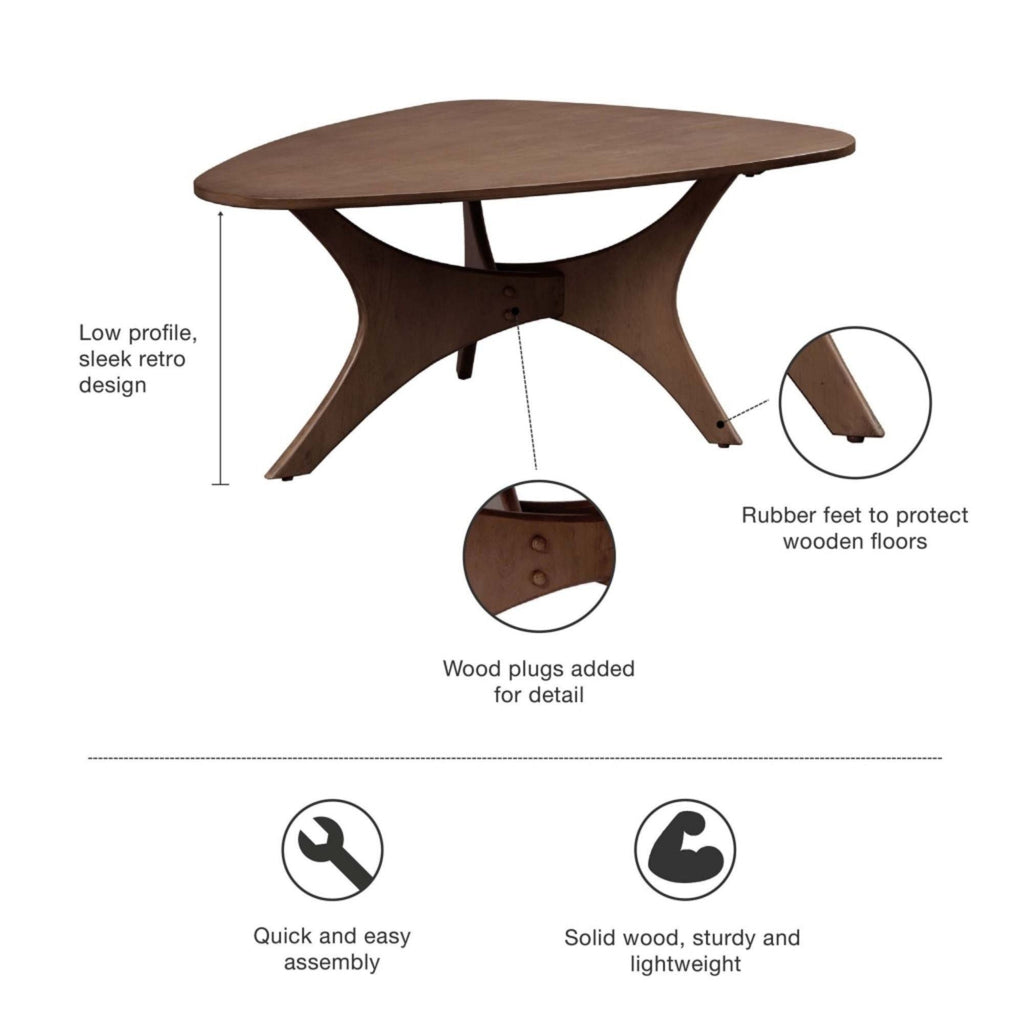 Triangle Side Table with Wood Veneer Top - Dark Brown or Light Brown