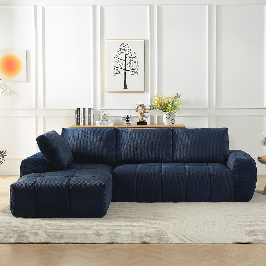 Faux Fur L-Shape Luxury Sectional Oversized Sofa with Plush Comfort - White