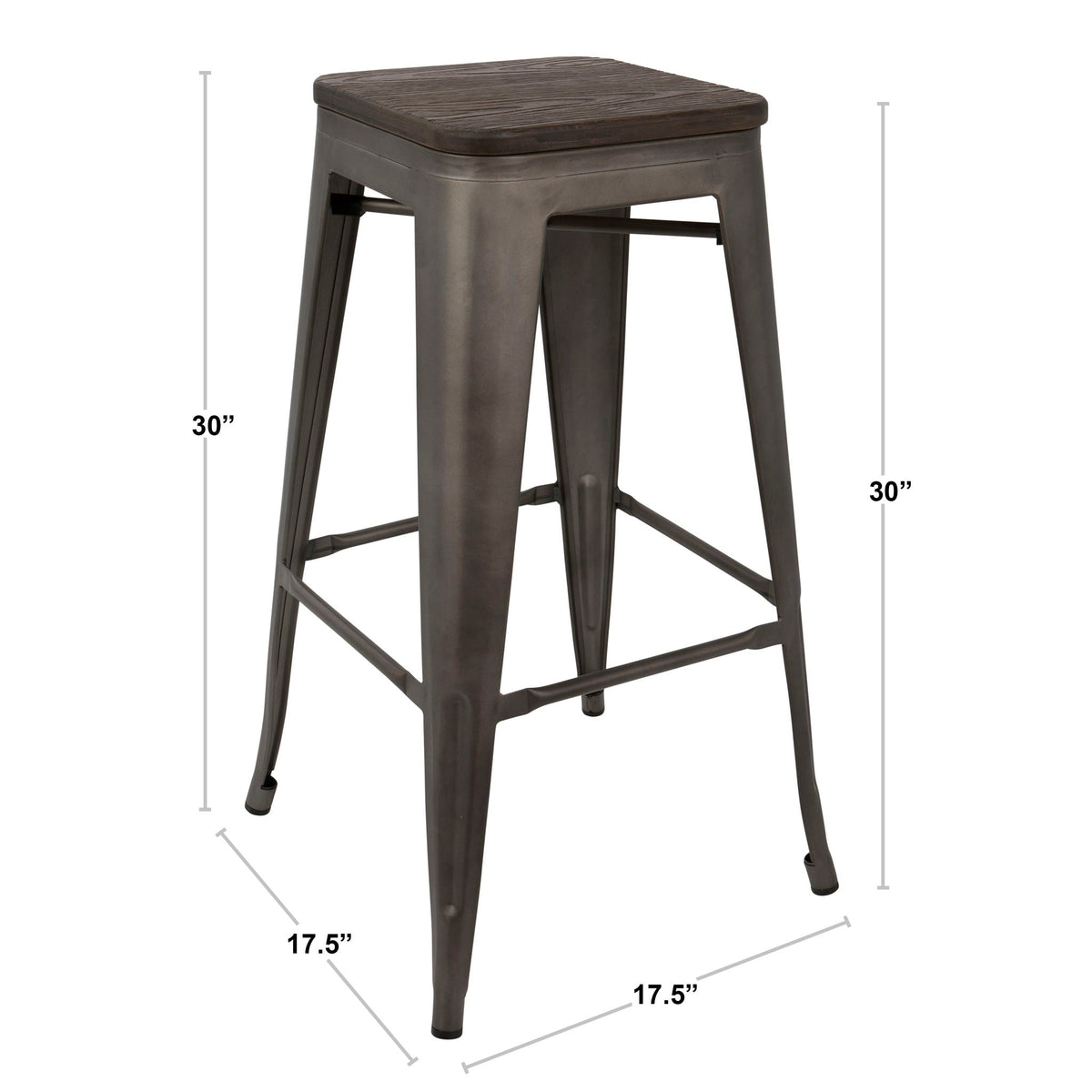 Contemporary Barstool Set of 2 with Stackable Design - Black or White