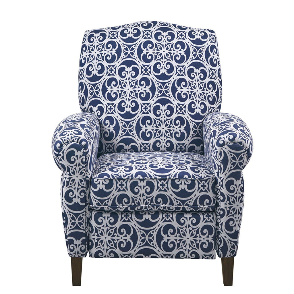 Kirby Transitional Push Back Recliner Chair with Solid Wood Frame - Blue or Gray