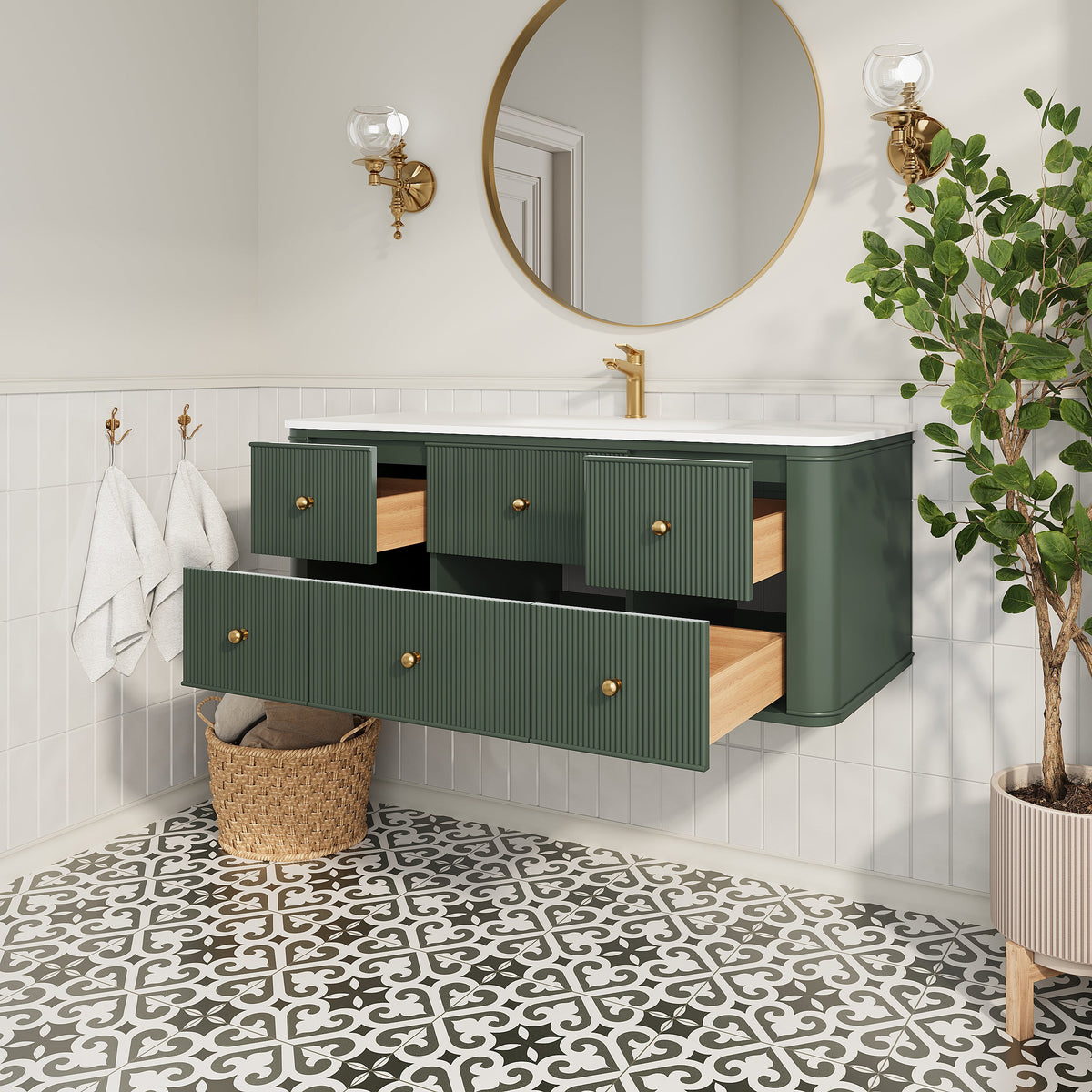 48" Wall Mounted Single Bathroom Vanity with Integrated Basin - Modern