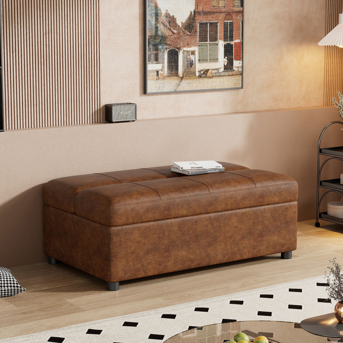 Twin Size Folding Ottoman Sleeper Bed with Mattress - Light Brown, Black, Dark Gray, White