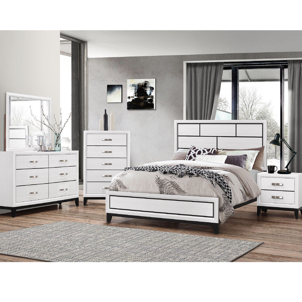 White 2 Drawer Nightstand with Handles - Modern Bedroom Storage