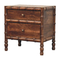 Solid Wood Bamboo Frame Nightstand with Roasted Almond Finish