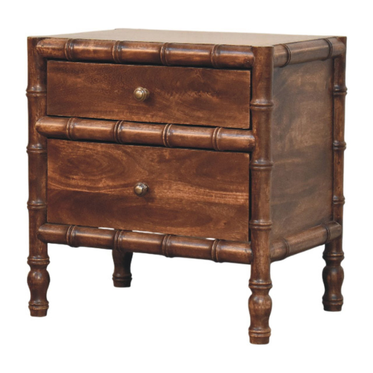 Solid Wood Bamboo Frame Nightstand with Roasted Almond Finish