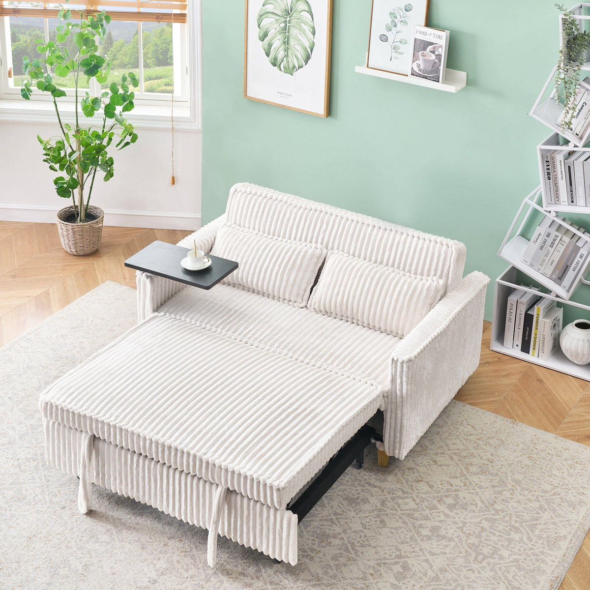 Pull Out Sofa With Movable Tabletop and USB Ports - Multiple Colors
