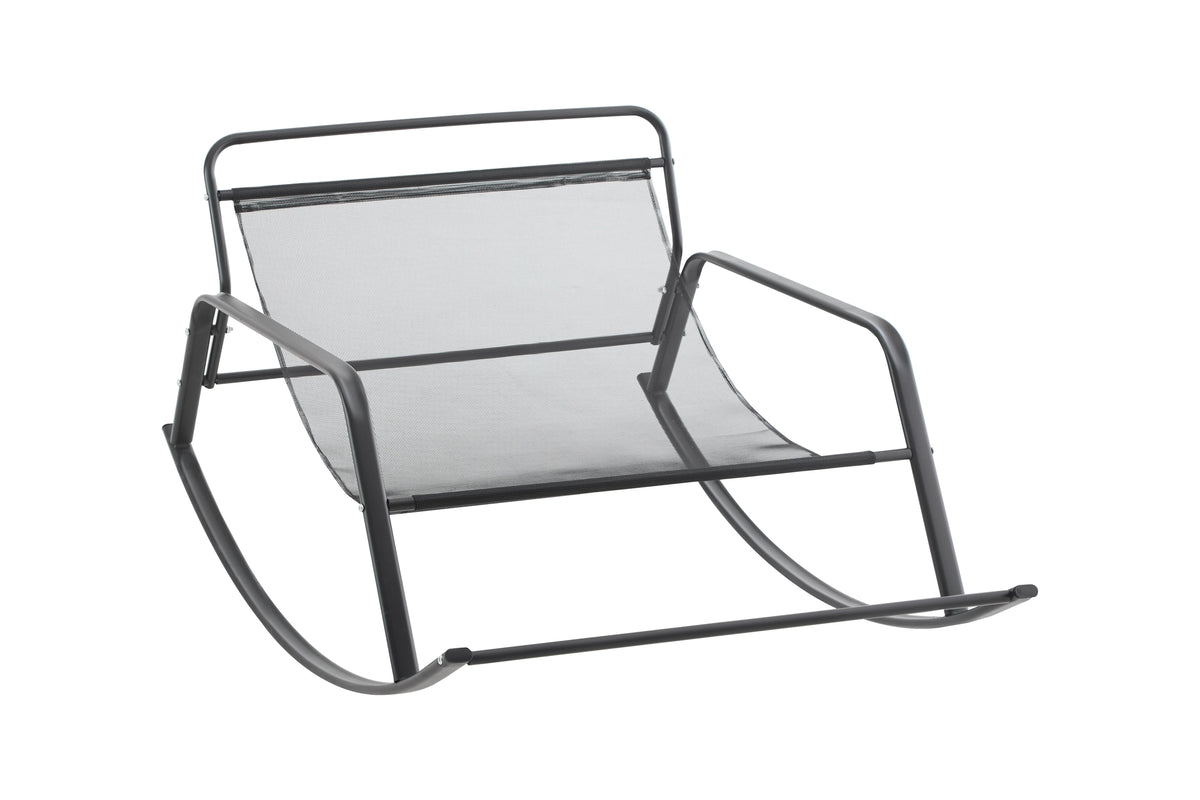 Extra-Wide Technical Leather Rocking Chair with Gliding Motion – Brown