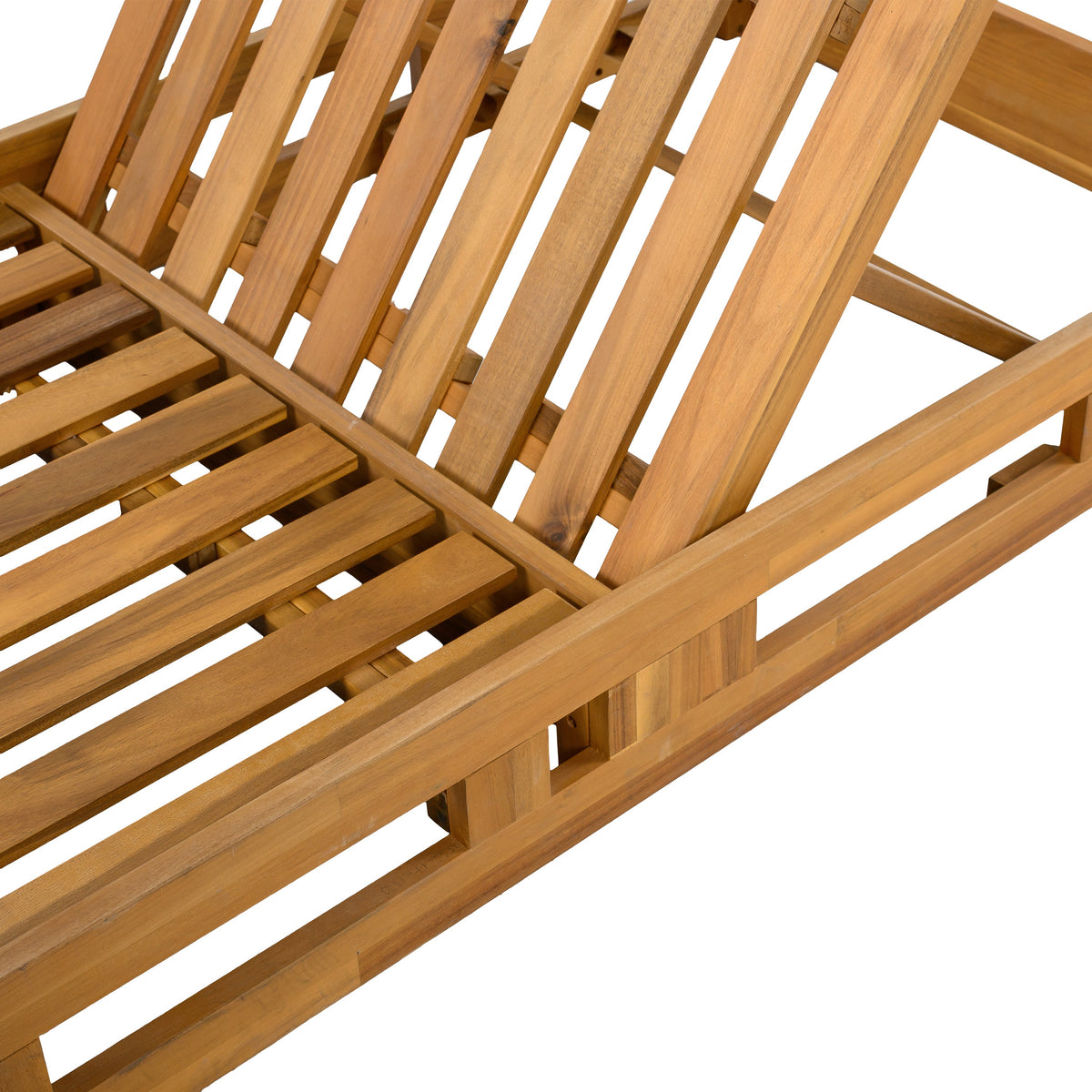 Acacia Wood Adjustable Lounge Chair with Teak Finish