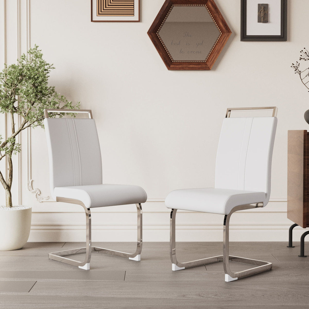 Modern Dining Chairs with Padded Seat and High Back - Black, White, or Dark Gray