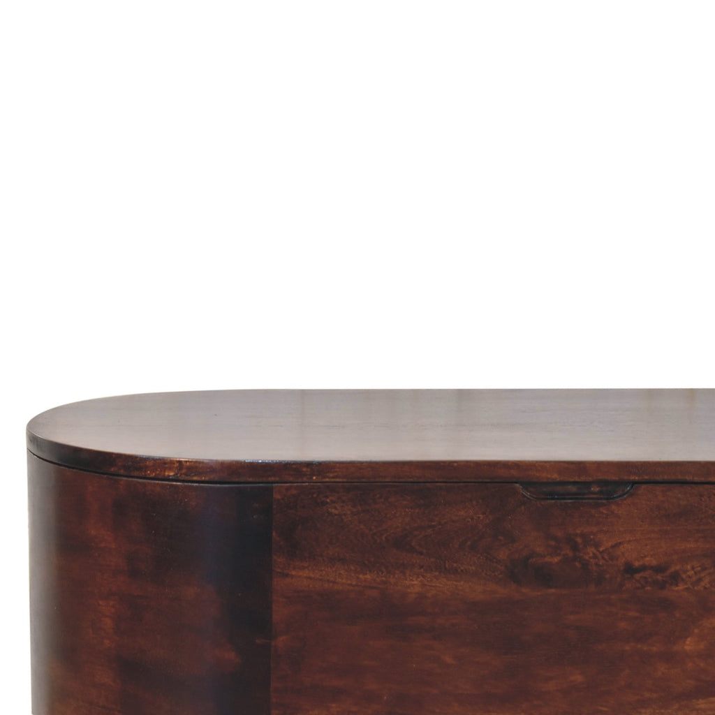 Solid Wood Light Rounded Lid-up Blanket Box with Mango Wood Construction - Light Walnut