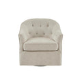Beige Swivel Chair with 360 Degree Rotation - Solid Wood Frame