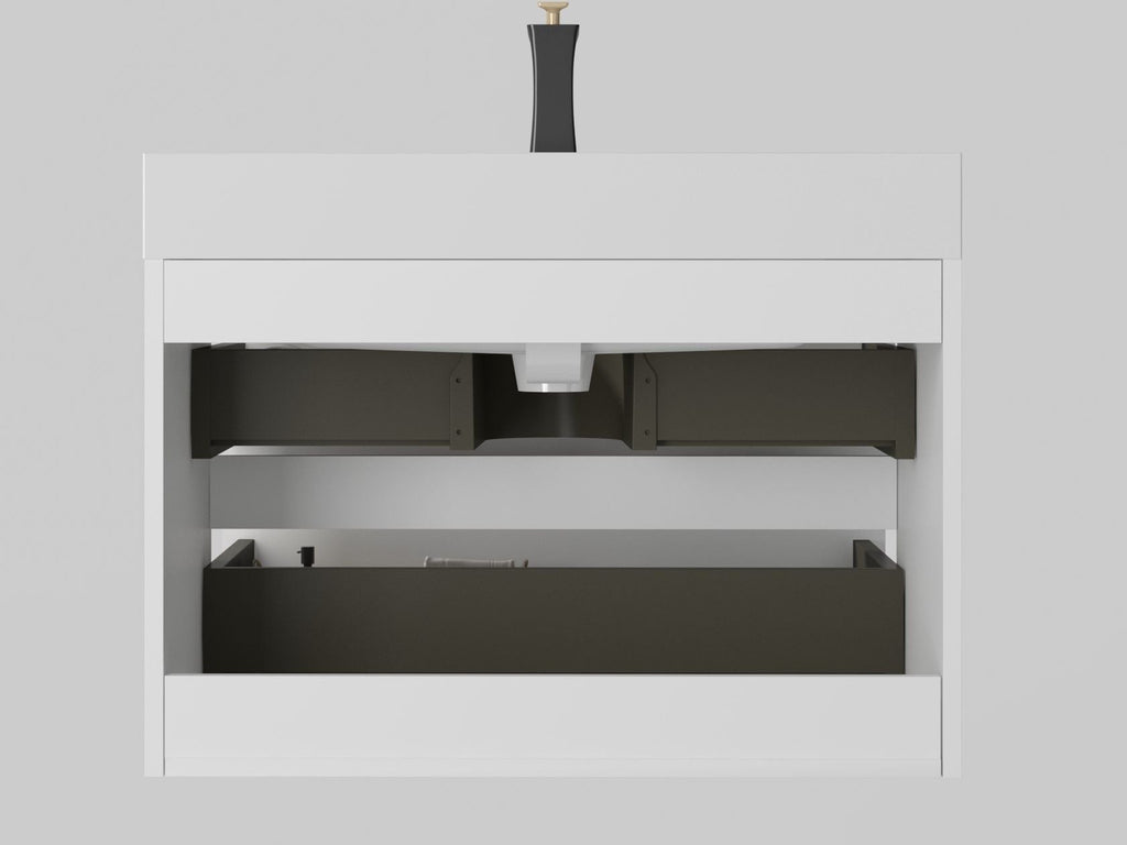Modern Floating Bathroom Vanity with Large Storage - White or Black