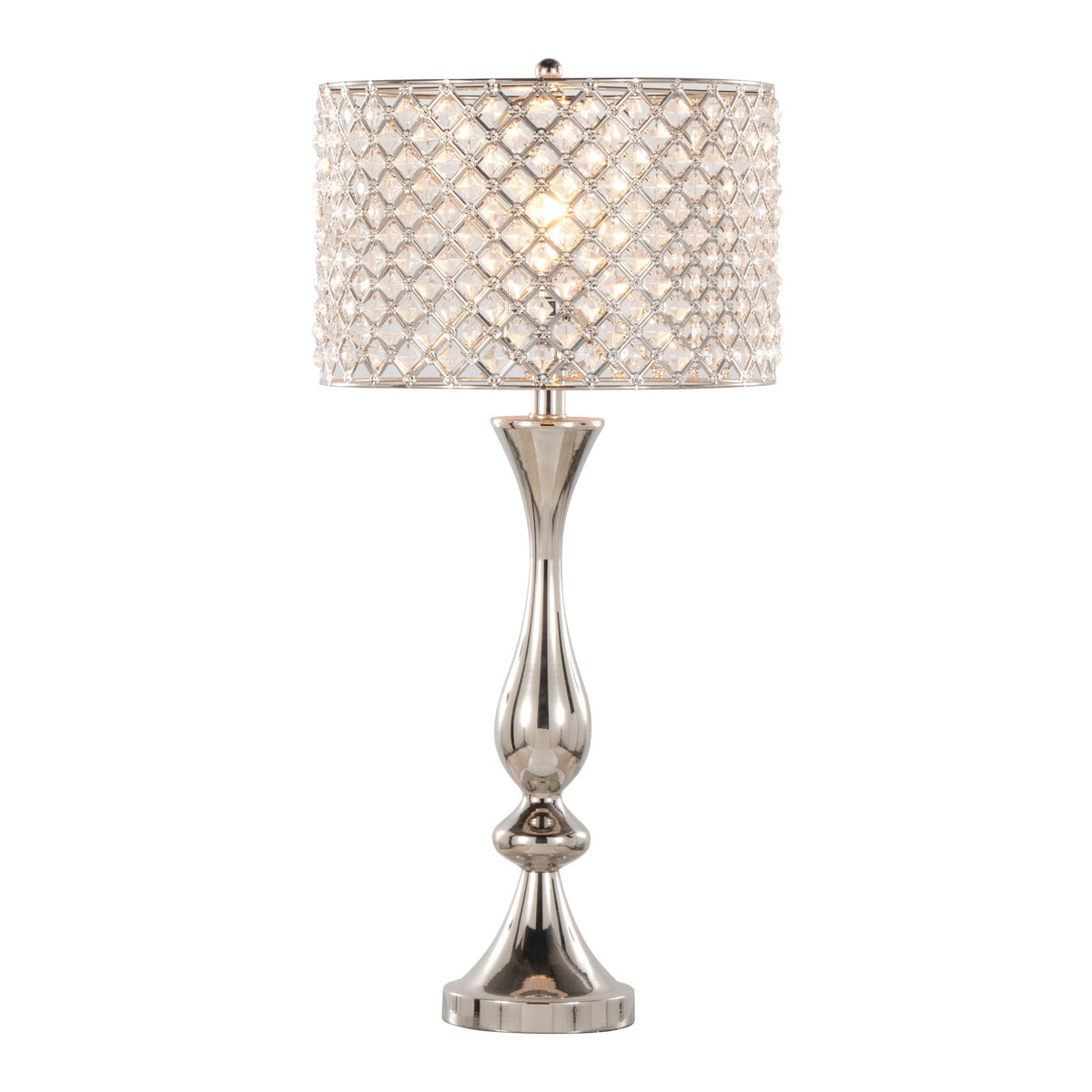 Contemporary Table Lamp with Crystalline Shade - Gold, Black, or Gray