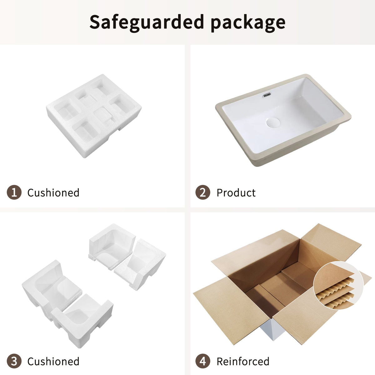 Rectangular Undermount Bathroom Sink with Modern Luxury Finish - White Ceramic