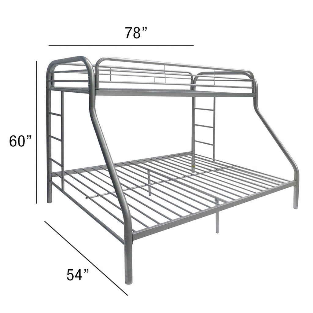 Twin / Full Bunk Bed with Guardrails - Silver