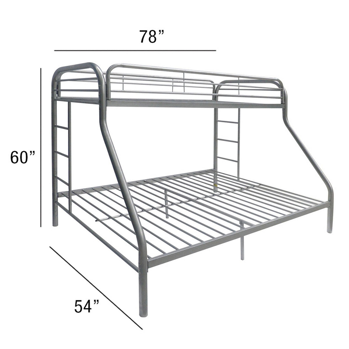 Twin / Full Bunk Bed with Guardrails - Silver