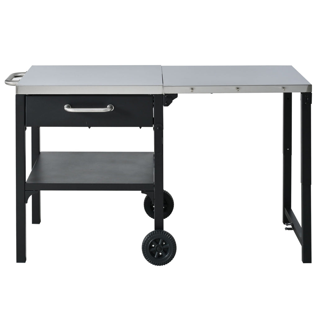 Foldable Outdoor Kitchen Cart with Storage - Black