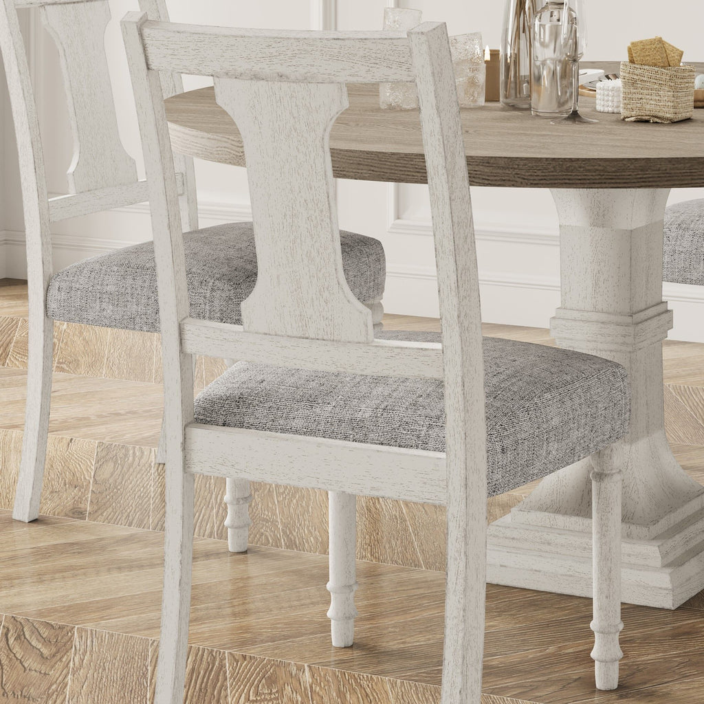 White And Gray Dining Side Chair Set with Comfortable Design - Set of 2