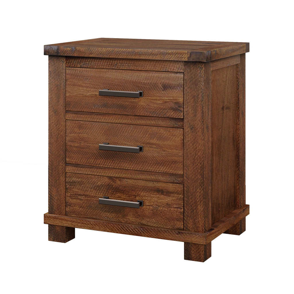 Dark Brown 3 Drawer Nightstand with Antique-Inspired Details - Dark Brown