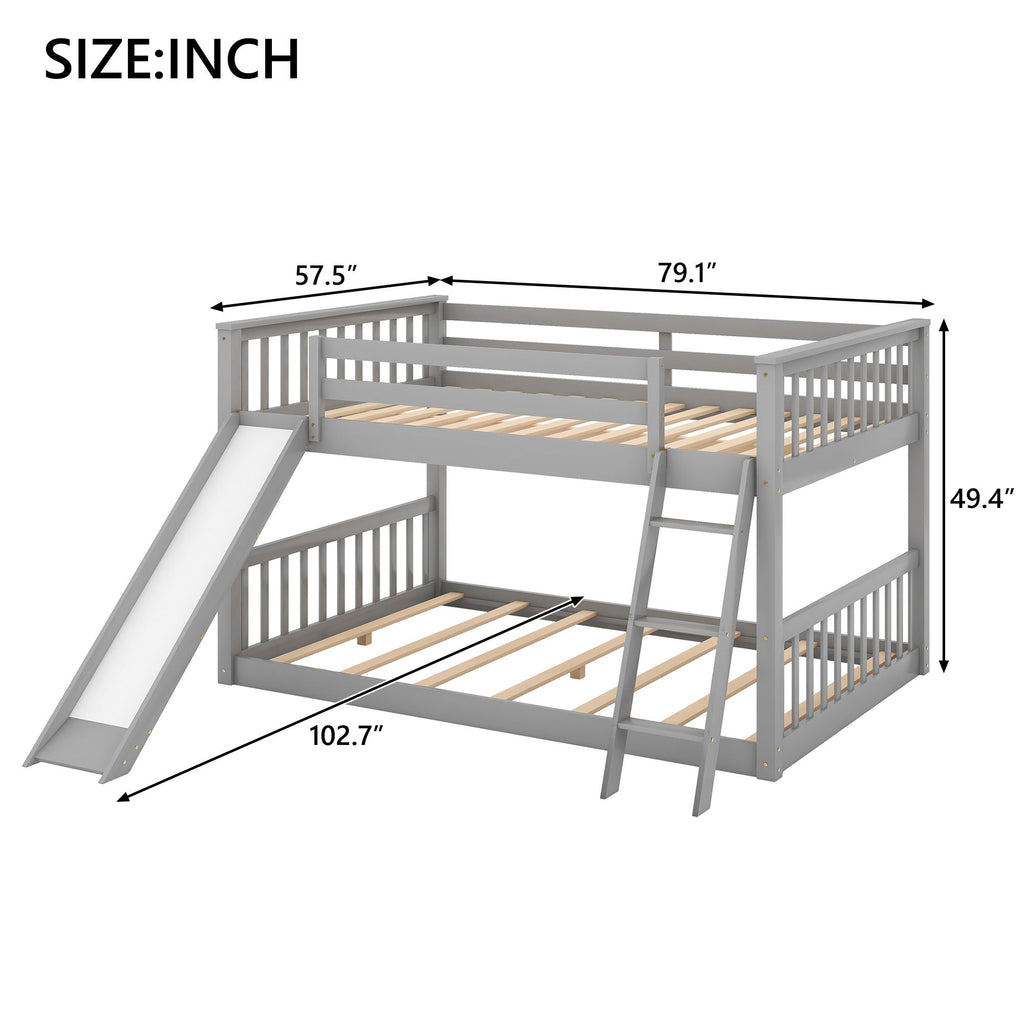 Bunk Bed with Convertible Slide and Ladder - White or Dark Gray