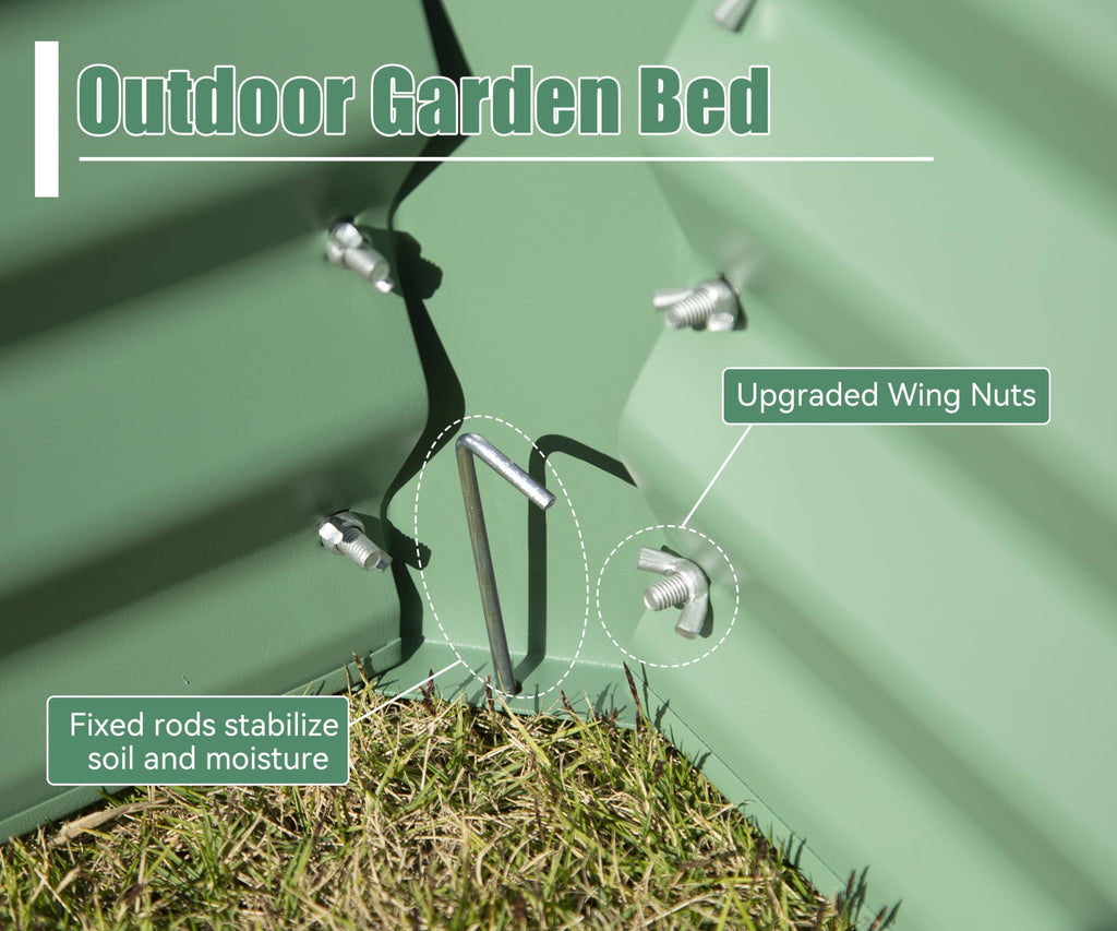 Galvanized Raised Garden Bed with Durable Steel Construction - Green or Gray