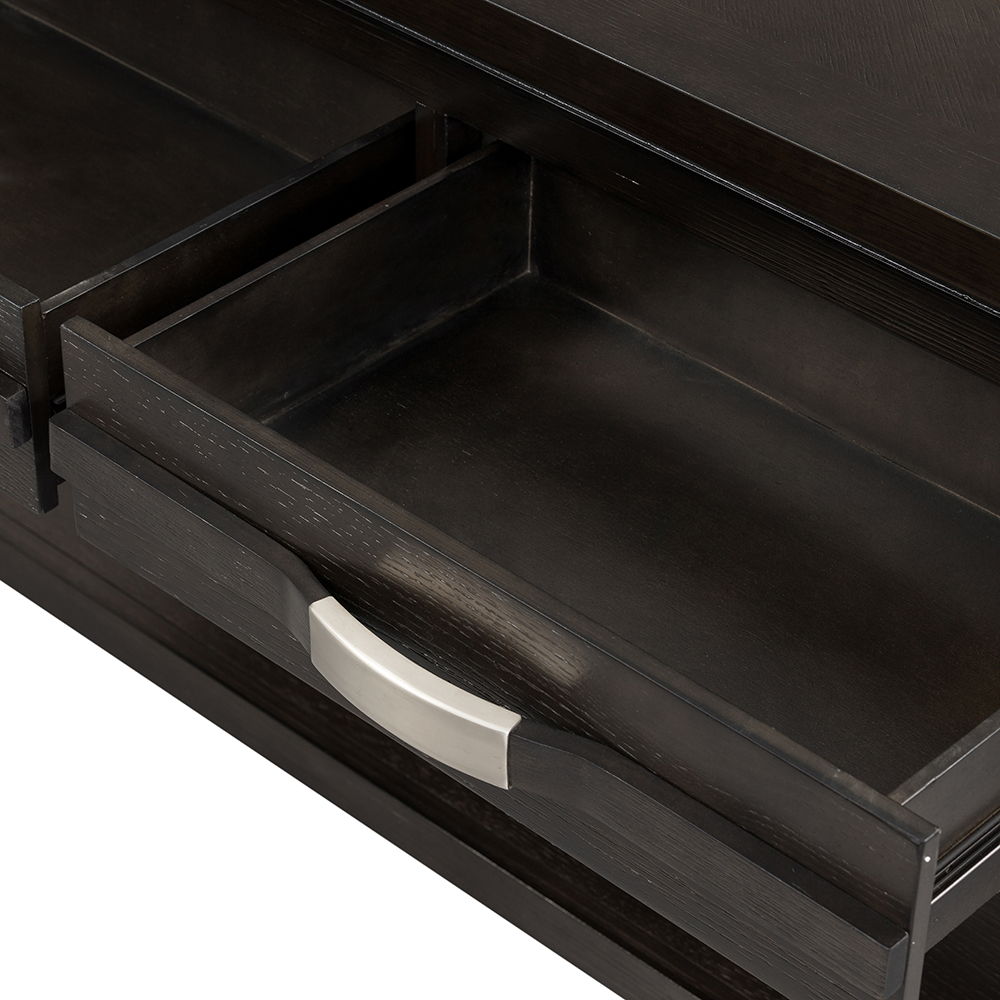 Elegant Dark Brown End Table with Storage Drawer and Shelf