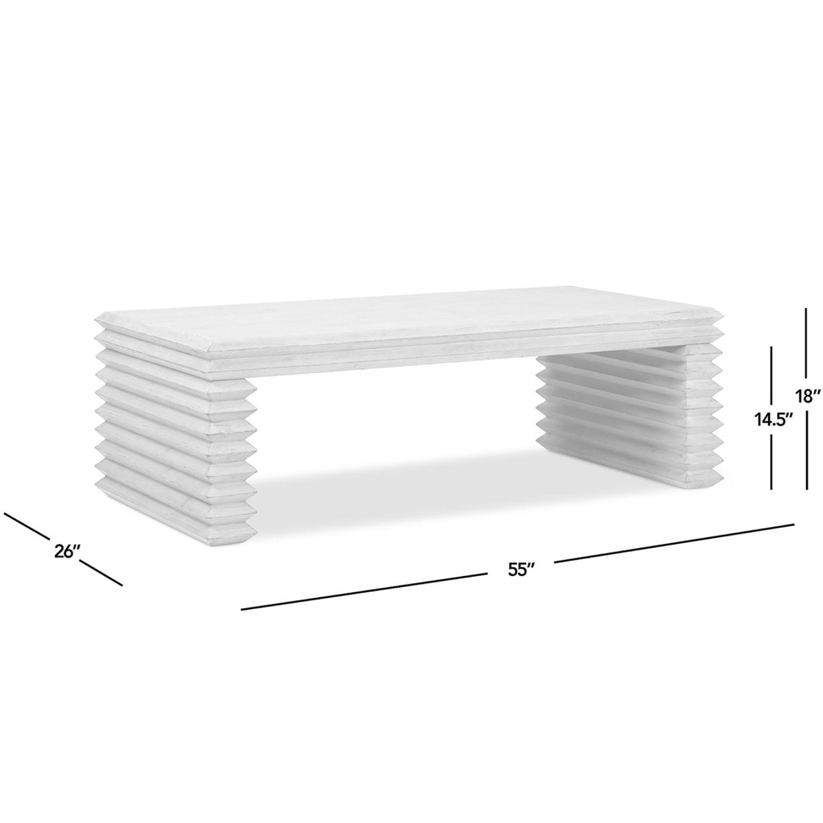 Geometric Waterfall Console Table with Solid Wood Construction - White or Light Brown