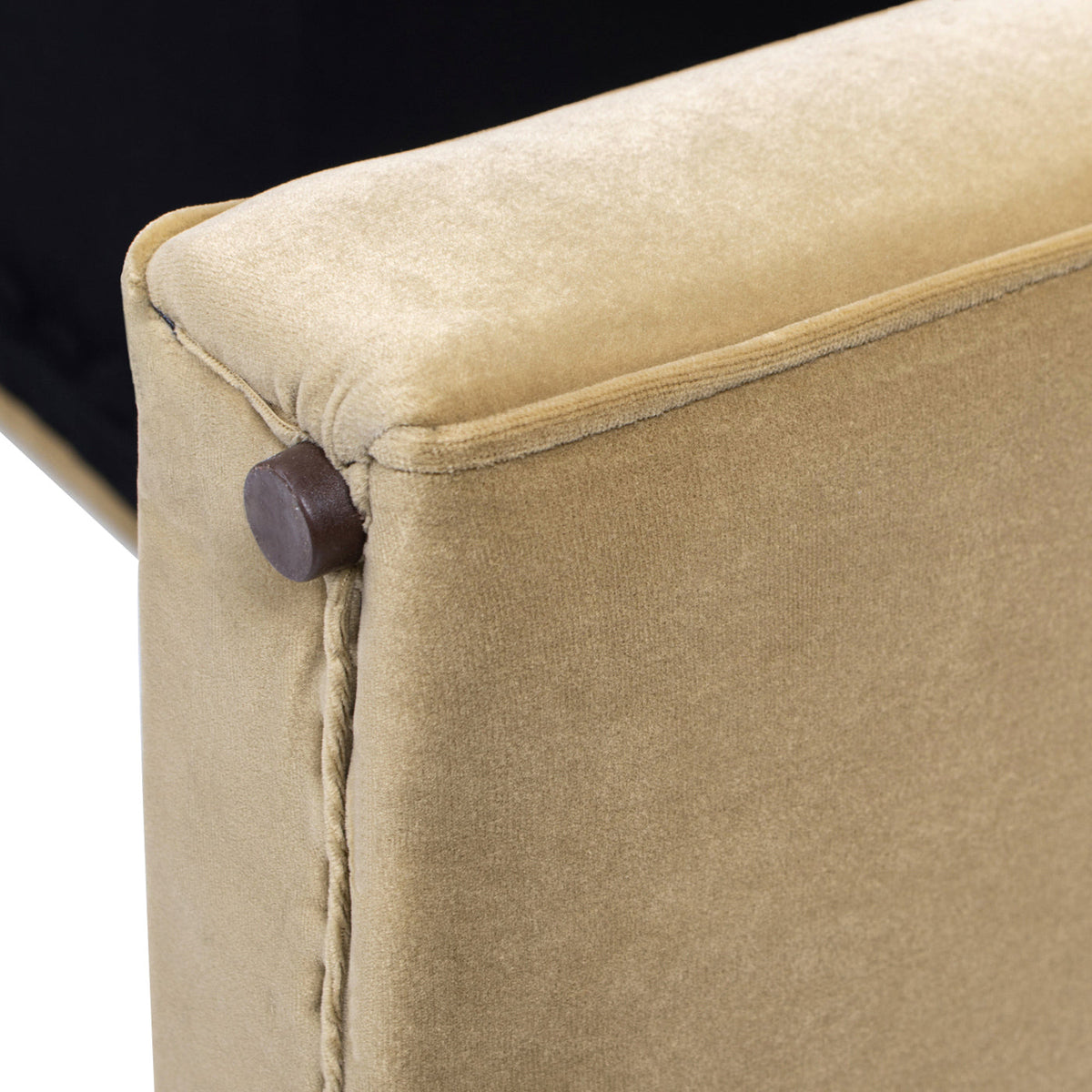 Mason 60.5" Upholstered Bench with Arched Arms and Bolster Pillows - Camel Brown Beige Velvet