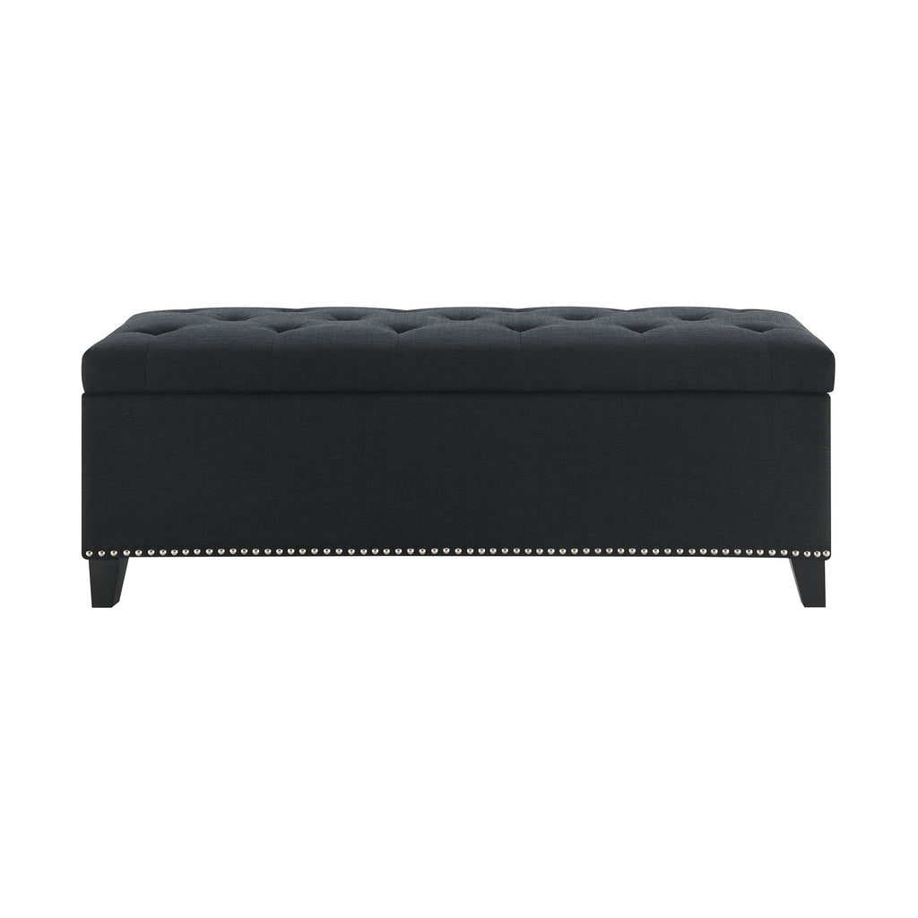 Button-Tufted Storage Ottoman with Safety Close Hinge - Light Brown or Black
