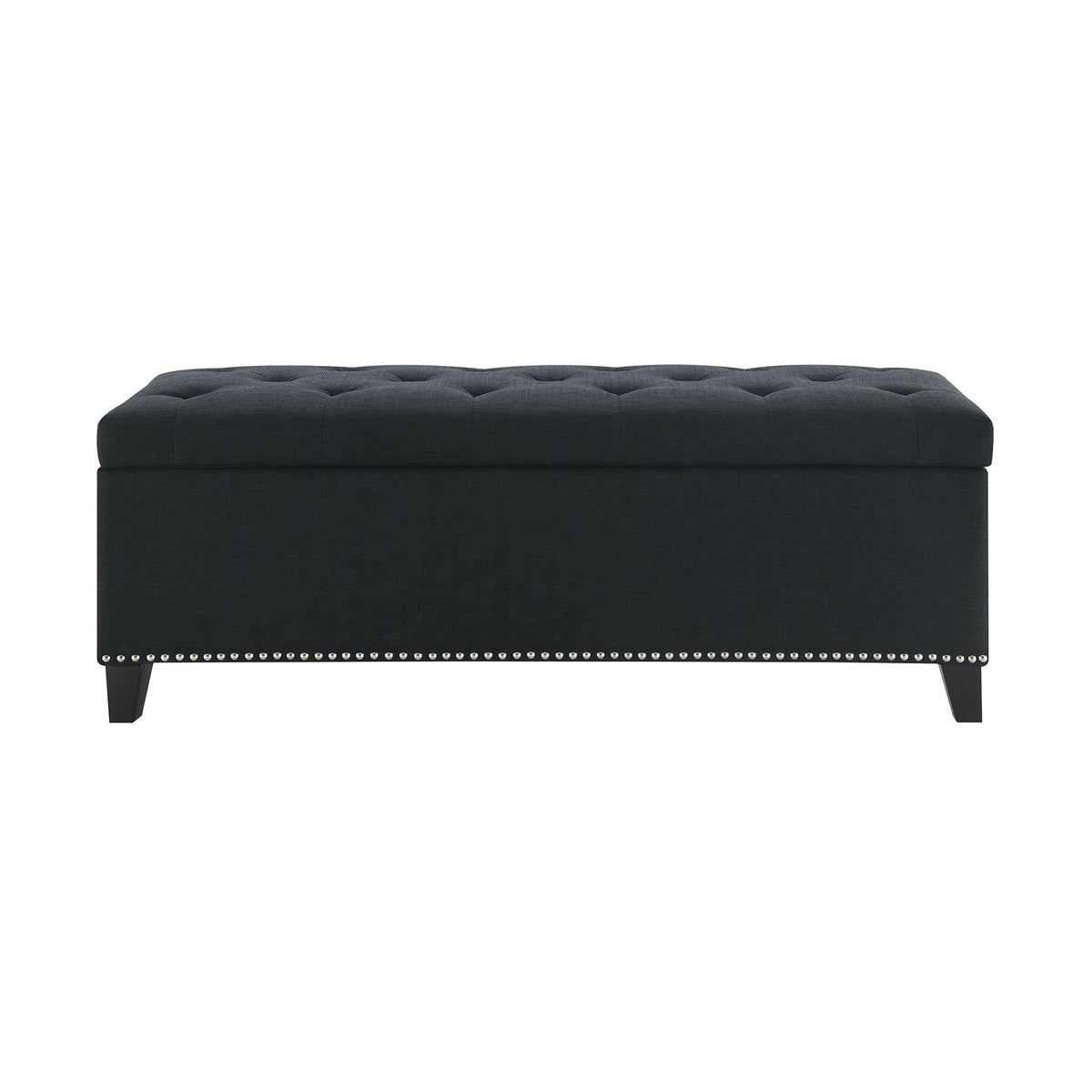 Button-Tufted Storage Ottoman with Safety Close Hinge - Light Brown or Black
