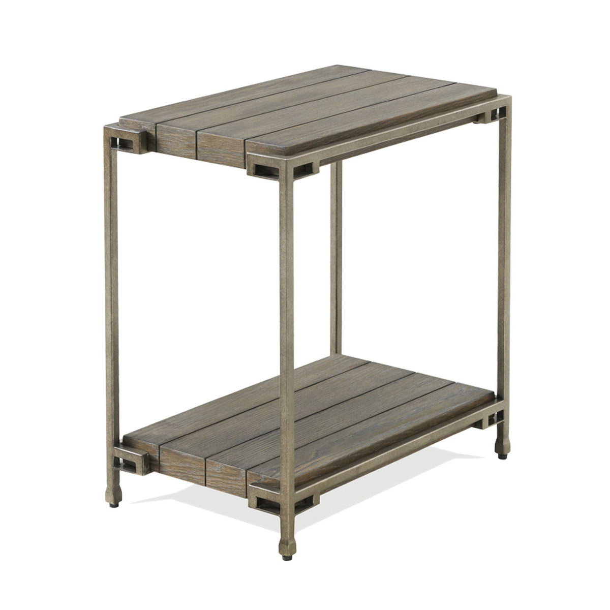Metal Frame Wood Living Room Table Set with Removable Casters - Aged Graphite, Brown