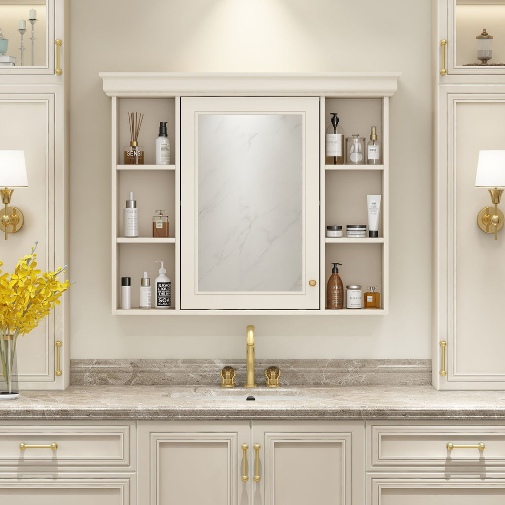 Wall Mounted Bathroom Storage Cabinet with Mirror Door - 35.5" Wide