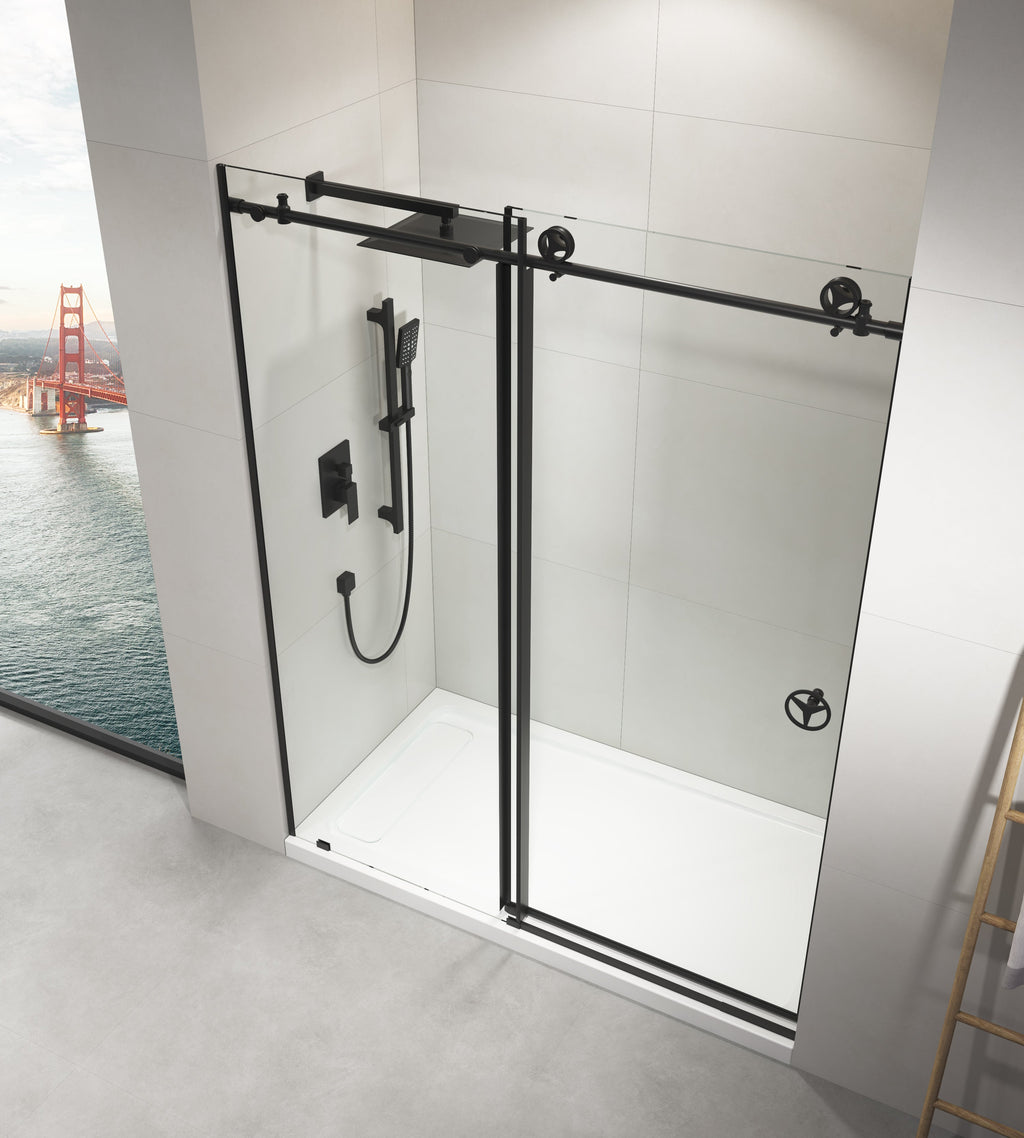 Sliding Frameless Shower Door with Matte Finish - 60" W x 76" H