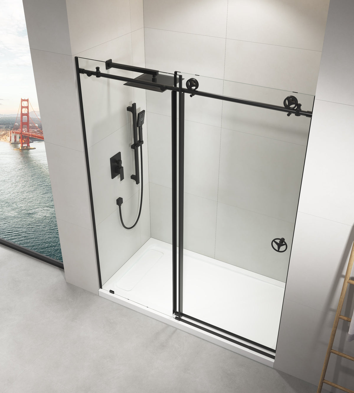 Sliding Frameless Shower Door with Matte Finish - 60" W x 76" H