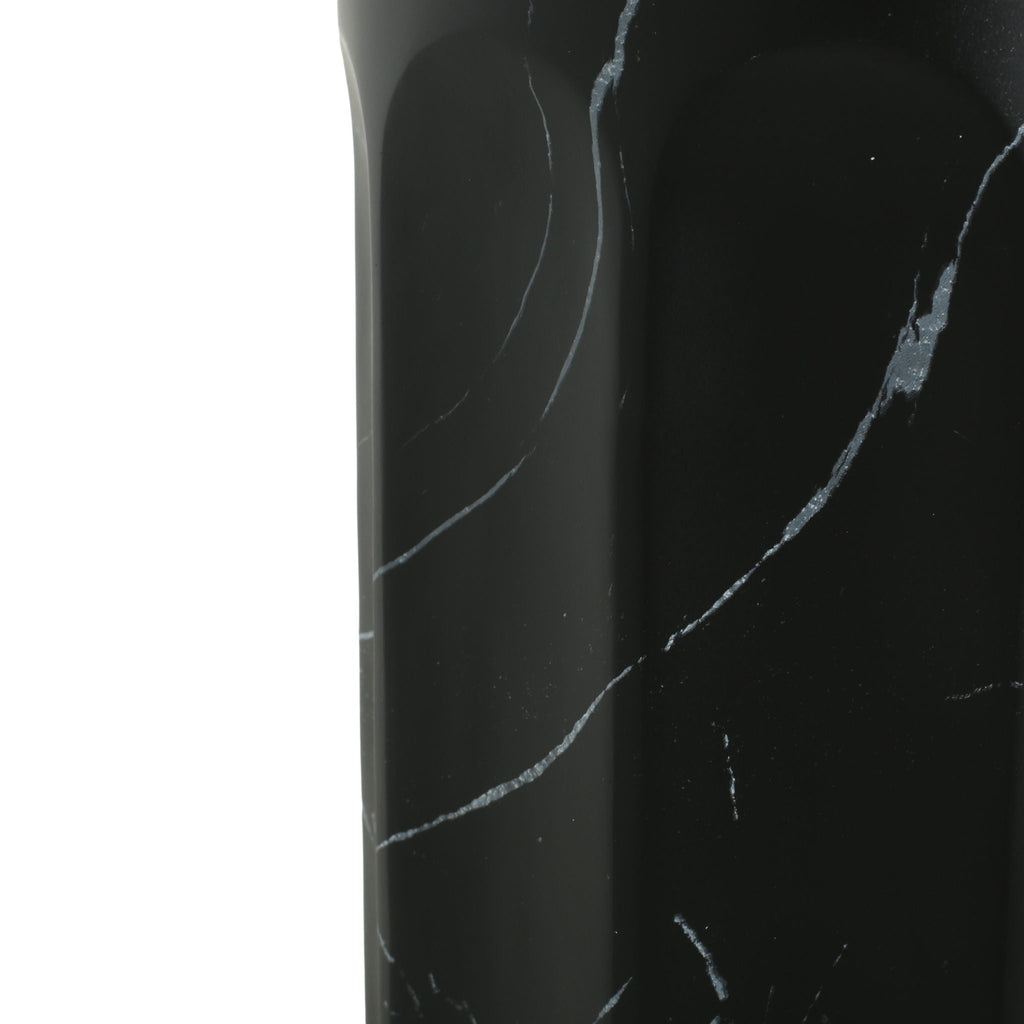 Outdoor Lightweight Concrete Side Table with Marble Effect - Black