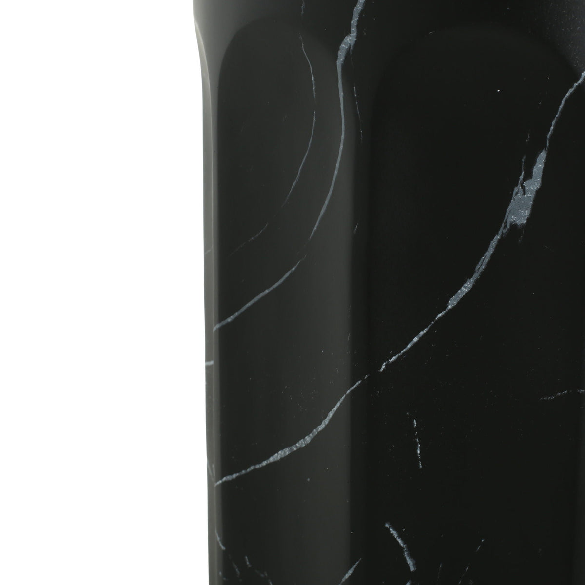 Outdoor Lightweight Concrete Side Table with Marble Effect - Black